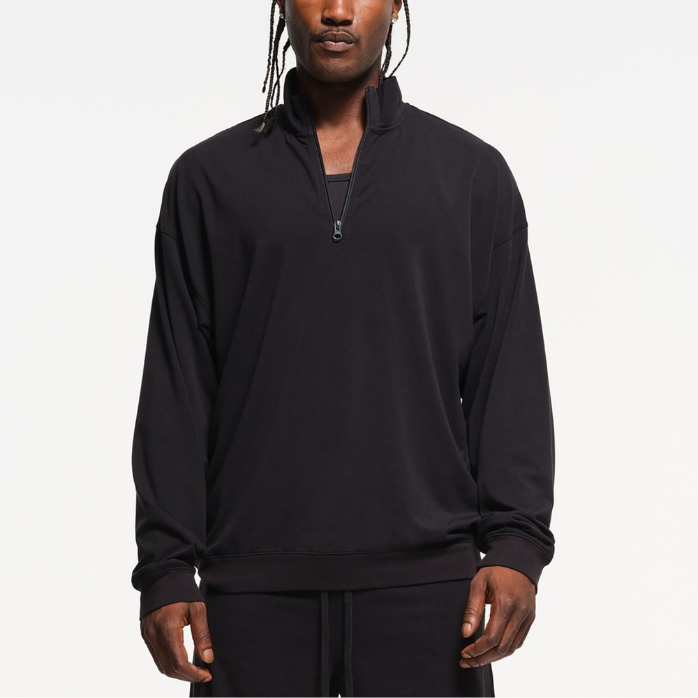 SKIMS Men's 1/4 Zip Pullover Sweatshirt Black Size Medium NWT